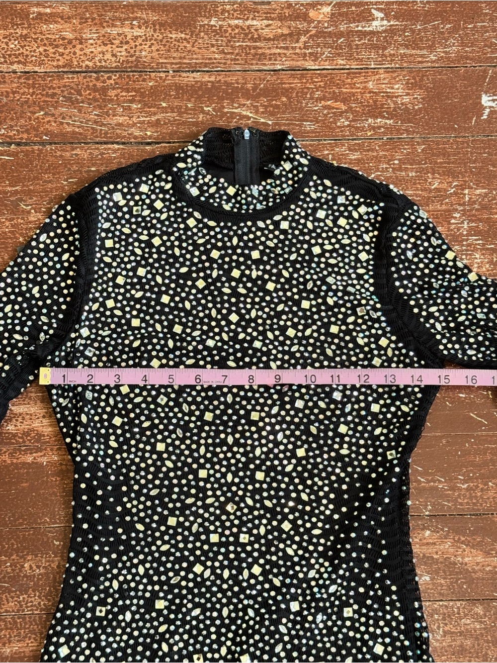 Nova Black Rhinestone Mesh Bodycon Mini Dress Size Small Party Club - Picture 6 of 9